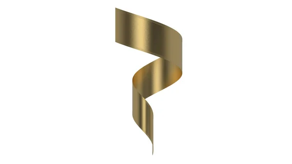 Gekruld Gouden Satijnen Lint Met Gouden Strips Illustratie — Stockfoto
