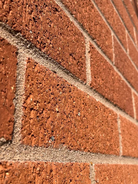 Nahaufnahme Einer Neuen Roten Backsteinmauer Sonnenschein — Stockfoto