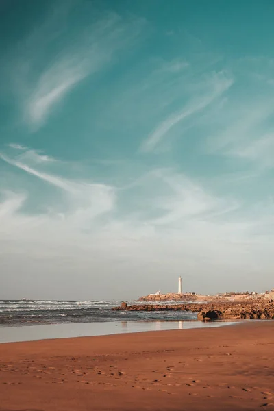 Una Bella Scena Della Spiaggia Casablanca Marocco Durante Tramonto Cielo — Foto Stock