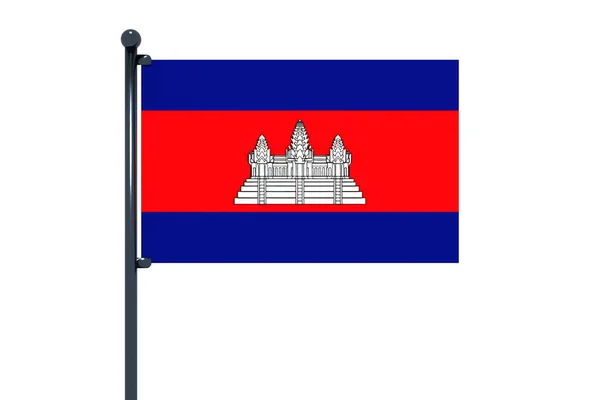 Uma Ilustração Bandeira Camboja Com Pólo Bandeira Cromada Fundo Branco — Fotografia de Stock