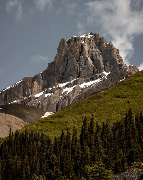 Beautiful Shot Greenery Covered Mountains Snowy Peaks — Stock Photo, Image