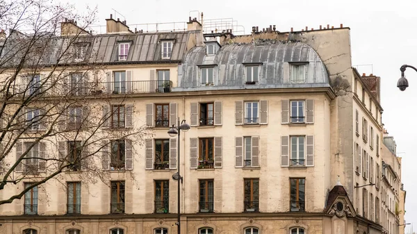 Paris Façades Typiques Beaux Bâtiments Centre — Photo