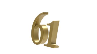 61 altın rakamlı metal 3D çizim