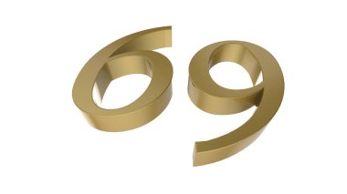 altın 69 rakamlı metal 3D resimleme