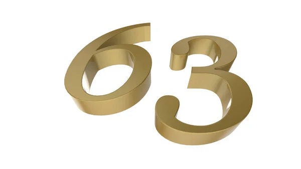 Oro Número Dígitos Metal Renderizado Ilustración —  Fotos de Stock