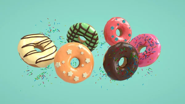 Heerlijke Mooie Dessert Donuts Eten — Stockfoto