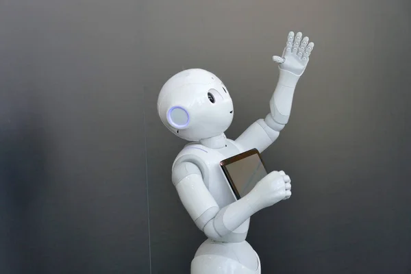 Pepper Κοινωνικό Ανθρωποειδές Ρομπότ Βελτιστοποιηθεί Για Την Ανθρώπινη Αλληλεπίδραση Μέσω — Φωτογραφία Αρχείου