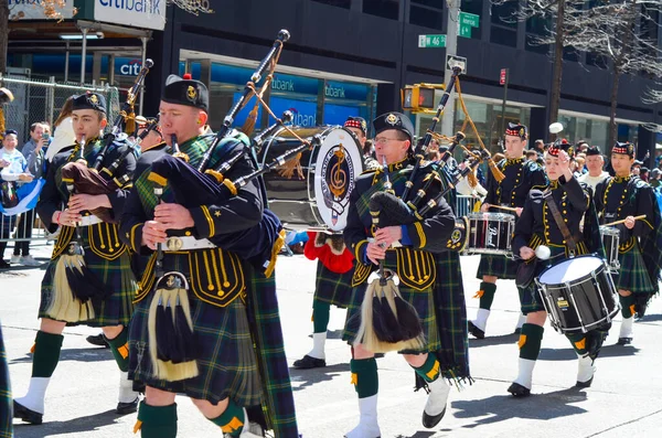 Парад Труб Барабанов Честь Дня Шотландского Тартана Нью Йорке — стоковое фото