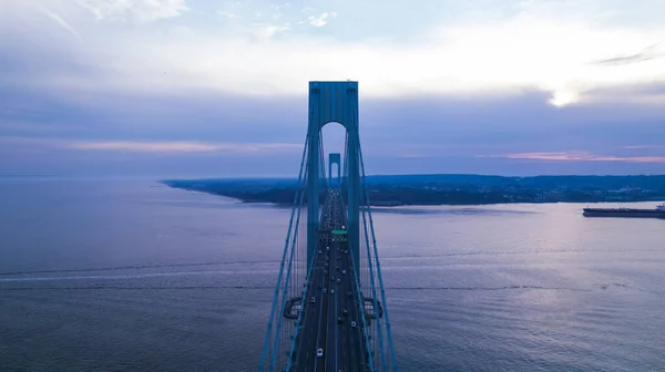 Egy Légi Felvétel Verrazano Hídról New Yorkban — Stock Fotó