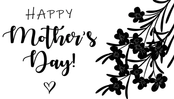 Design Typographique Happy Mothers Day Noir Blanc — Photo