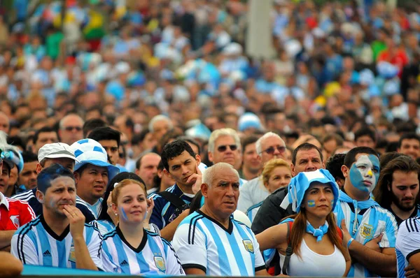 Közelkép Argentína Szurkolók Nézi Mérkőzés Nigéria Argentína Brazíliában World Cup — Stock Fotó