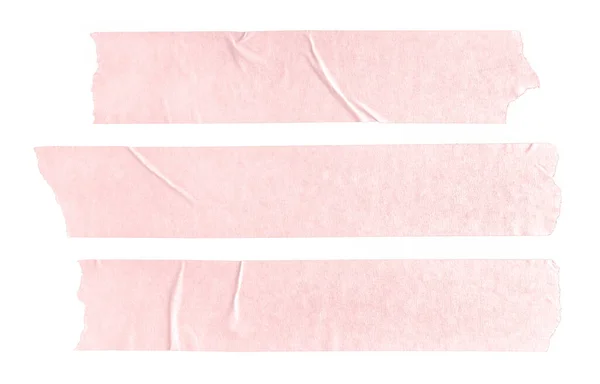 Conjunto Três Adesivos Fita Papel Branco Rosa Isolados Fundo Branco — Fotografia de Stock