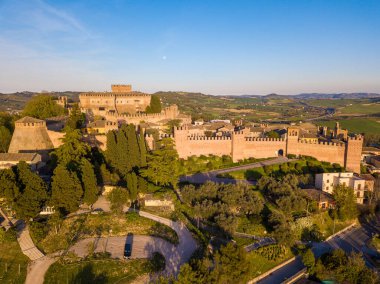 aerial view of the medieval village of Gradara in the province of Pesaro and Urbino Italy clipart
