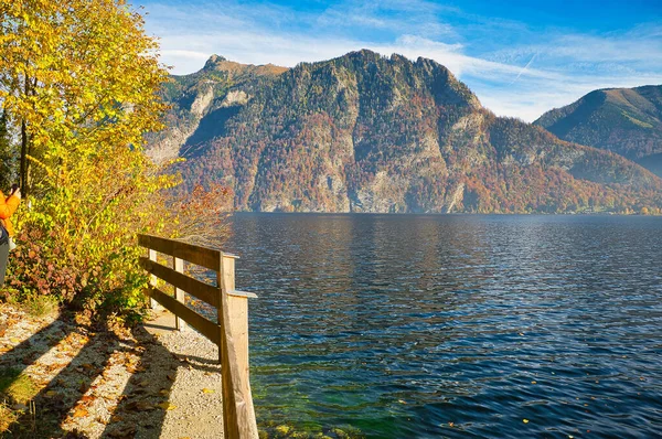 Autumn Lake Traunsee Salzkammergut Area Upper Austria — Stock Photo, Image