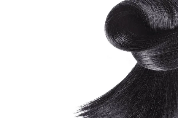 Vlákno Krásné Měkké Zdravé Černé Barevné Vlasy Izolované Bílém Pozadí — Stock fotografie