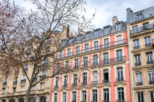 Paryż Typowa Fasada Okna Piękny Bulwar Richard Lenoir Zimą — Zdjęcie stockowe