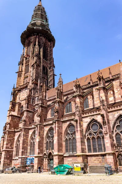 Hermosa Fachada Catedral Friburgo Breisgau Alemania — Foto de Stock