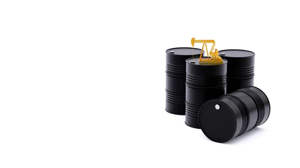 Illustration Black Oil Barrels White Background — Stock Photo, Image