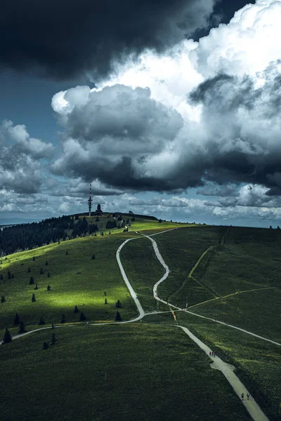 Breathtaking View Feldberg Plateau Fields Dark Cloudy Sky — Stock Photo, Image