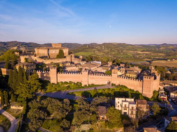 aerial view of the medieval village of Gradara in the province of Pesaro and Urbino Italy