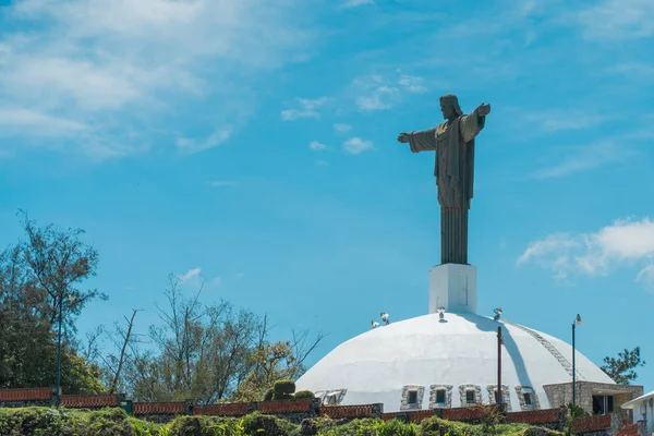 Malebný Pohled Sochu Ježíše Vrcholu Hory Isabel Torres Puerto Plata — Stock fotografie