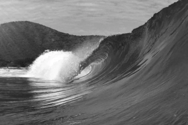 Tiro Escala Grises Mar Ondeante — Foto de Stock