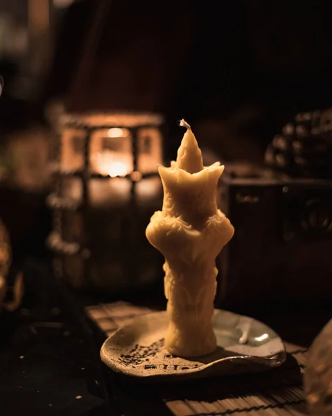 The beeswax candles in the night