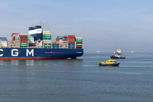 Een Close Van Het Containerschap Cma Cgm Zheng Rotterdam Nederland — Stockfoto
