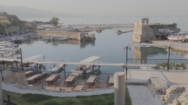 Záznam Byblos Dock Fishing Port Libanon — Stock video