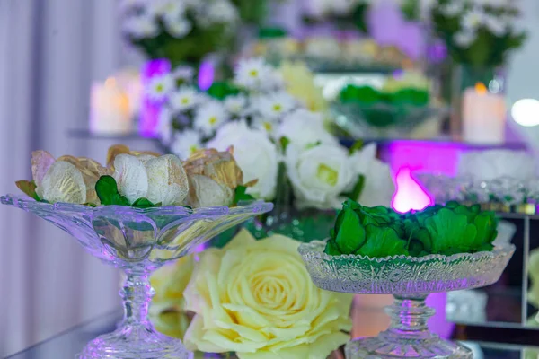 Close Decoração Flores Celebração Casamento — Fotografia de Stock
