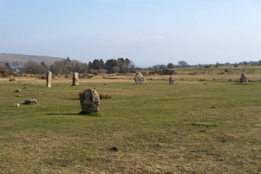 Hurlers, Bodmin Moor, Cornwall, İngiltere 'deki Neolitik taş çemberler..
