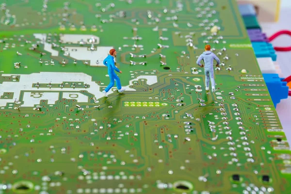 Jogger Running Electronic Circuit Board Concept Circuit Health — Stock Photo, Image
