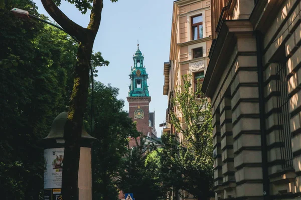 Utsikten Över Tornet Wawels Katedral Krakow Polen — Stockfoto