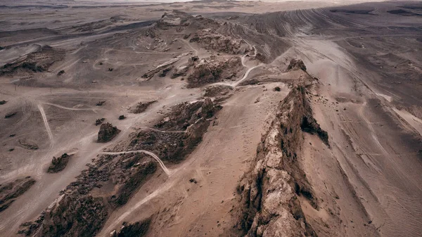 Plano Aéreo Paisaje Seco Rocas Desierto Arenoso —  Fotos de Stock