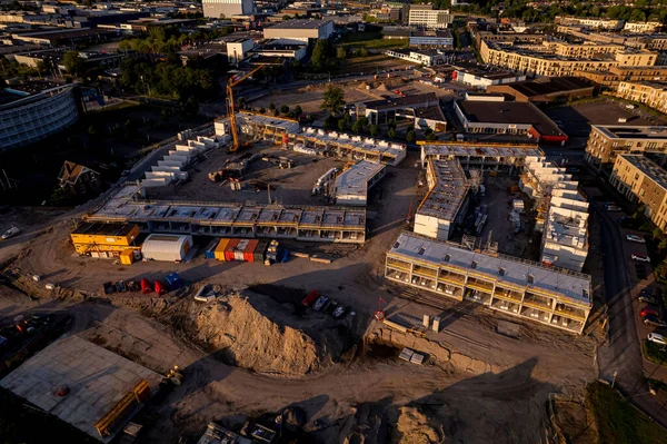 Sunset Antenn Syn Fastighetsprojekt Puur21 Nya Bostäder Byggarbetsplats Del Stadsutvecklingsplan — Stockfoto