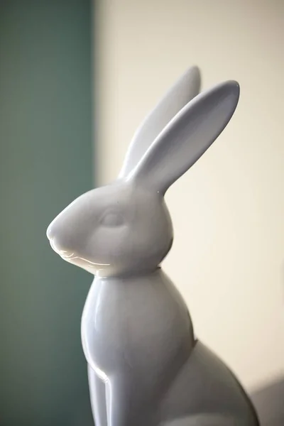 Closeup Shot White Ceramic Bunny — Stock Photo, Image