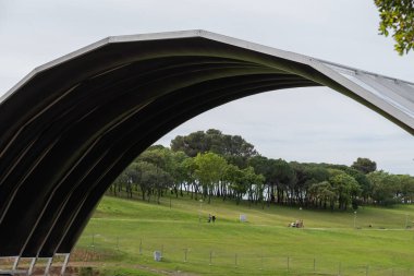 Bela Vista Parkı Lizbon, Portekiz 'deki Rio Rock müzik festivali için hazırlıklar