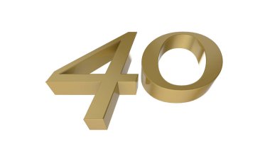40 altın numara 3D illüstrasyon