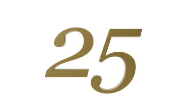 altın 25 numara 3d illüstrasyon çizimi