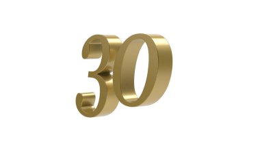 Altın 30 numara 3d illüstrasyon oluşturucu