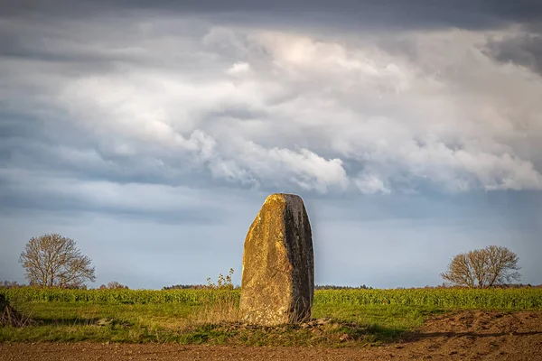 Single Standing Stone Swedish Countryside — Stock Photo, Image