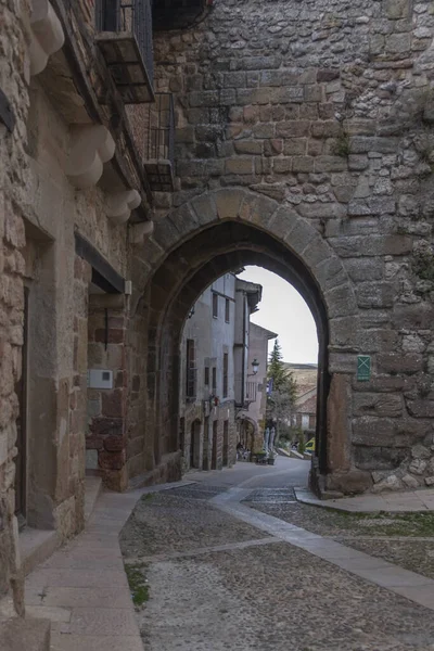 Vertical Shot Arched Passageway Castle Atienza Central Spain — Stock Photo, Image
