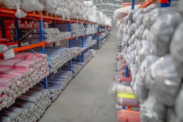 Travailleurs Dans Textile Produits Contrôle Entrepôt — Photo