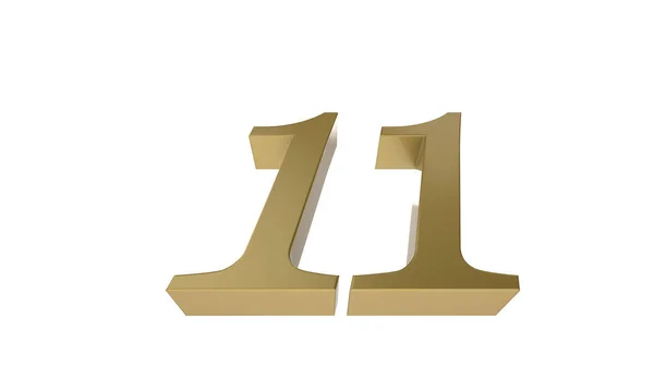 Oro Numero Undici Illustrazione Rendering — Foto Stock