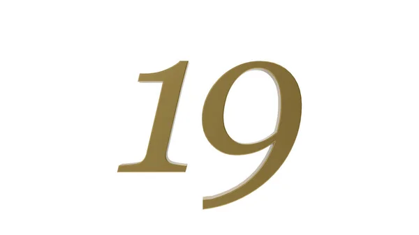 19Gold Number Illustration Render — 图库照片