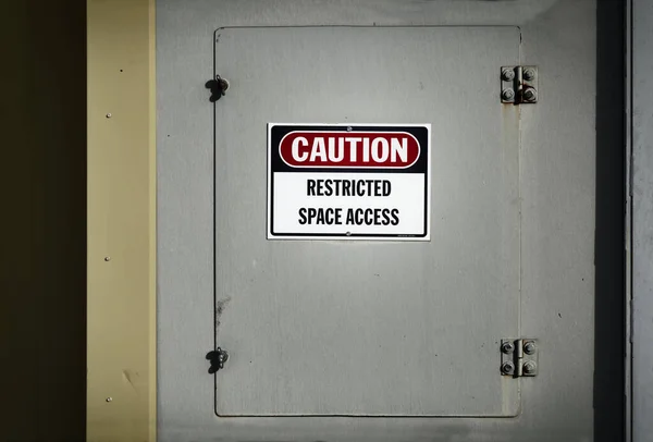 View Confined Space Locked Access Door Restricted Space Access Notice — Stock Photo, Image