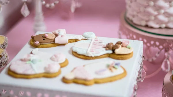 Een Close Van Koekjes Voor Babyshower — Stockfoto