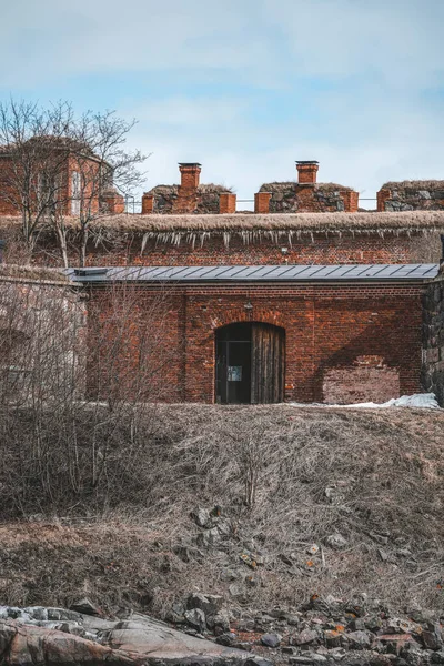 Colpo Verticale Una Fortezza Suomenlinna Helsinki Finlandia — Foto Stock