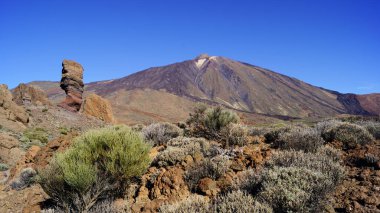 İspanya, Kanarya Adaları 'ndaki benzersiz manzarası ile Teide Dağı manzarası