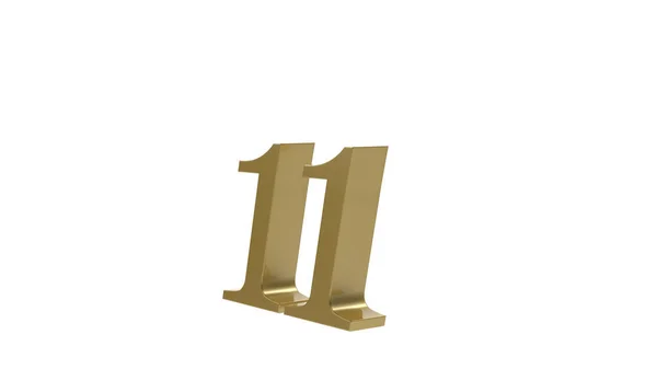 Gold Number Eleven Illustration Render — Stock Photo, Image